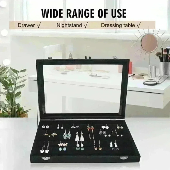 Siveit Earring Organizer Tray Velvet Earring Display Organizer Storage Box Premi - Picture 2 of 6